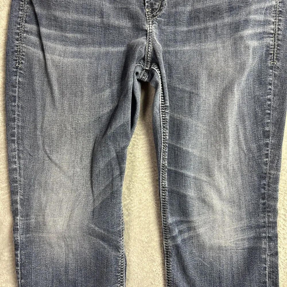 Silver Fluid Denim Suki Mid Capri Womens Jeans 14/23 Medium Wash Y2K
